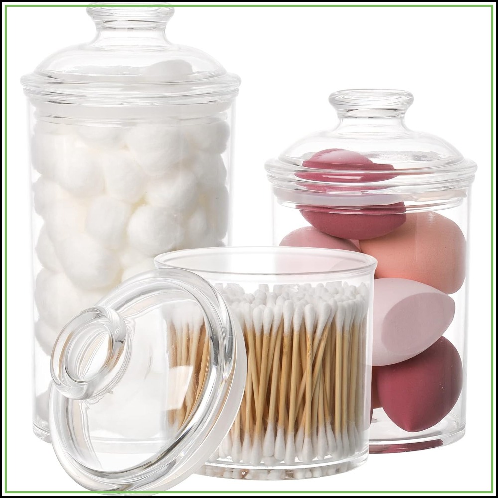 Bath Salts Jar - Set of 3 Acrylic Apothecary Jars,