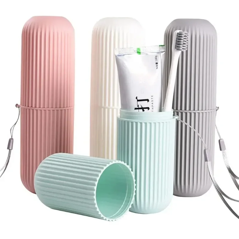 Home Bathroom Gadgets - Travel Toothbrush Cup Box Round Plastic