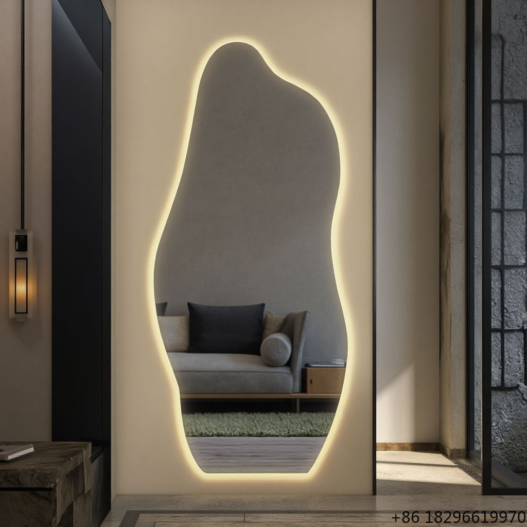 Home Bathroom Vanity - Irregular LED Bathroom Mirror Smart Anti-Fog