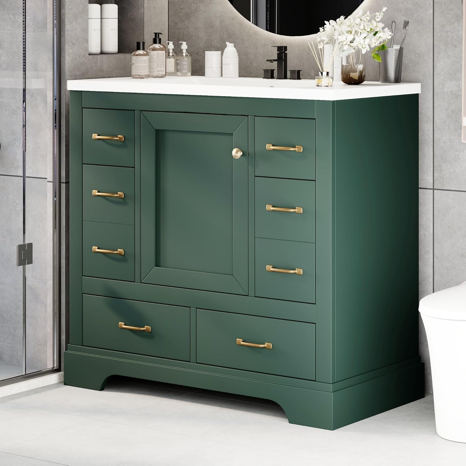 Home Bathroom Vanity - 36in Bathroom Vanity Cabinet with Sink,6