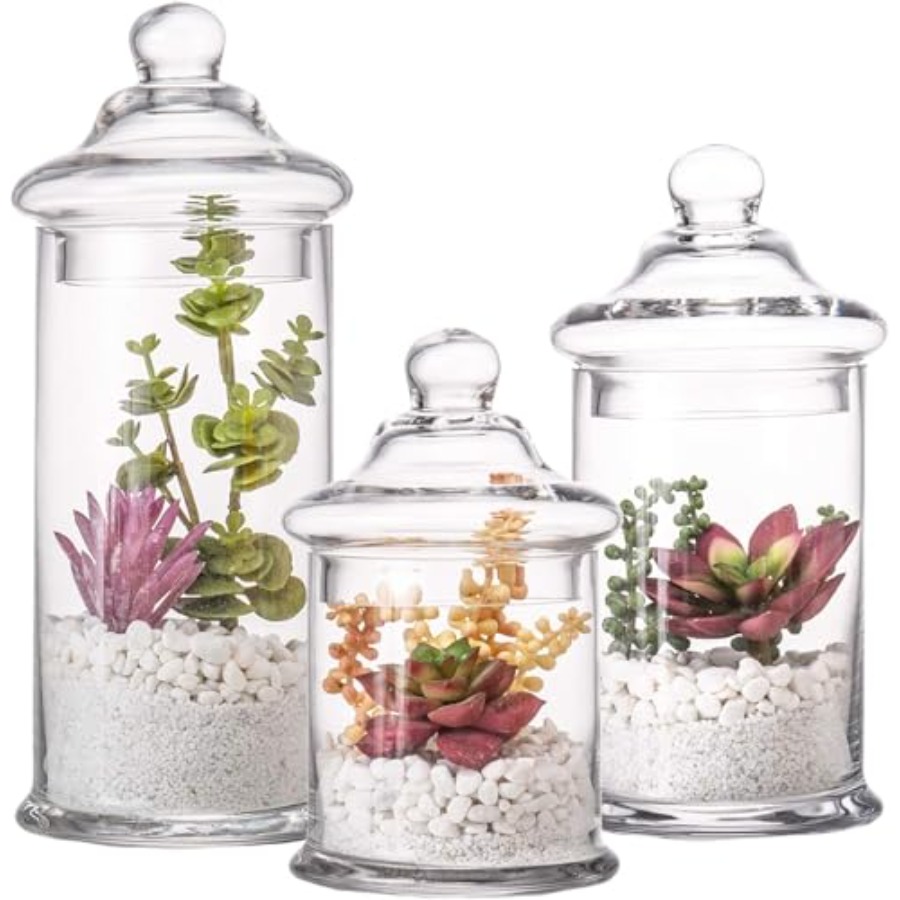 Bath Salts Jar - Glass Apothecary Jars with Lids Set
