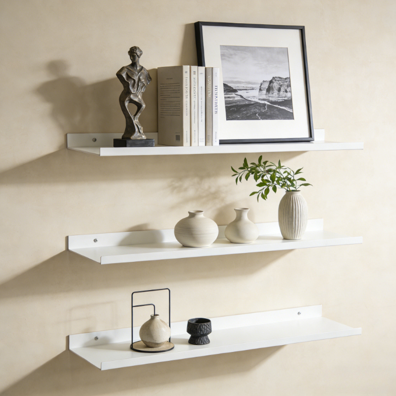 Home Bathroom Gadgets - Metal Floating Shelves Wall Mounted Storage