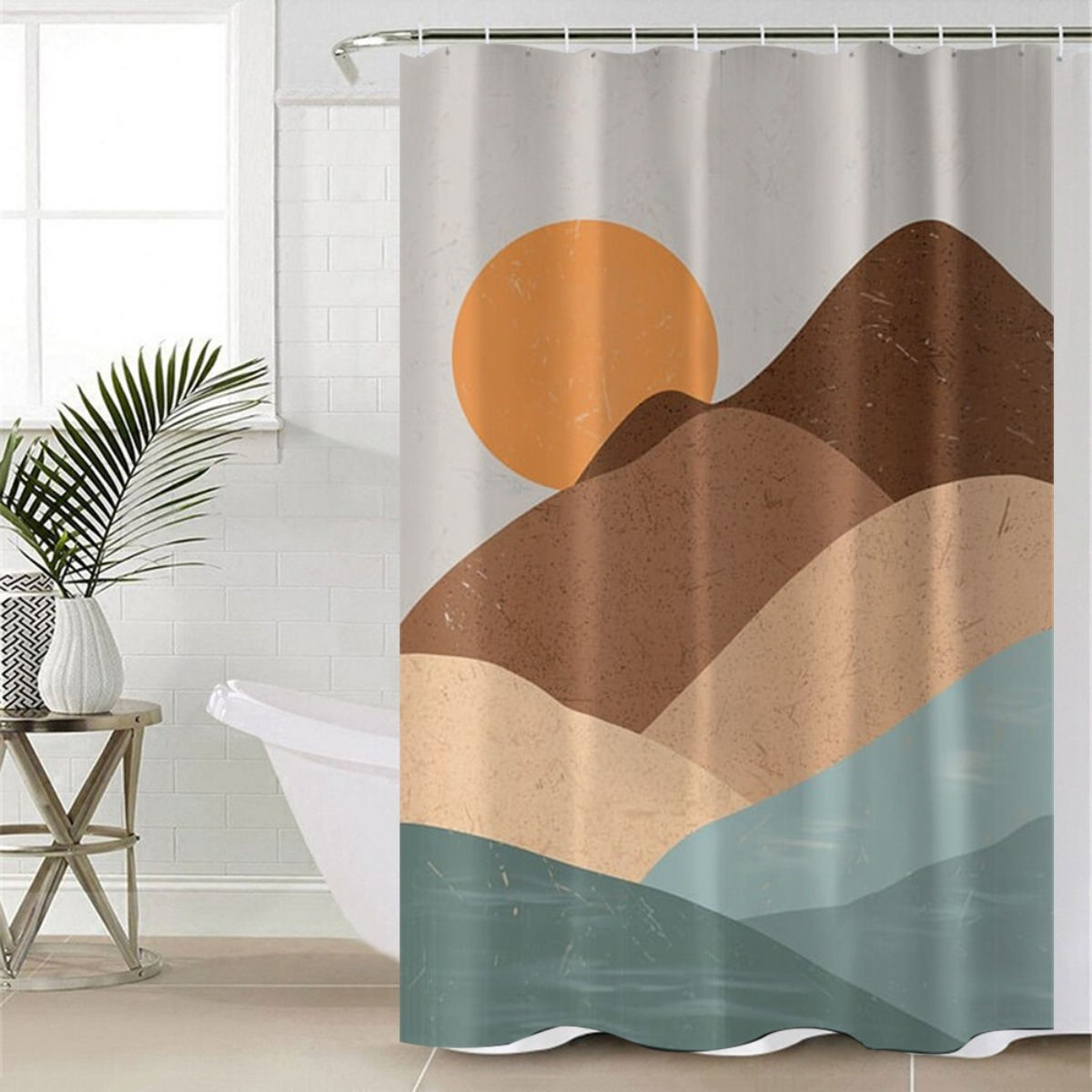 4pc Abstract Landscape and Sun - đánh giá và giá Home Bathroom Partition