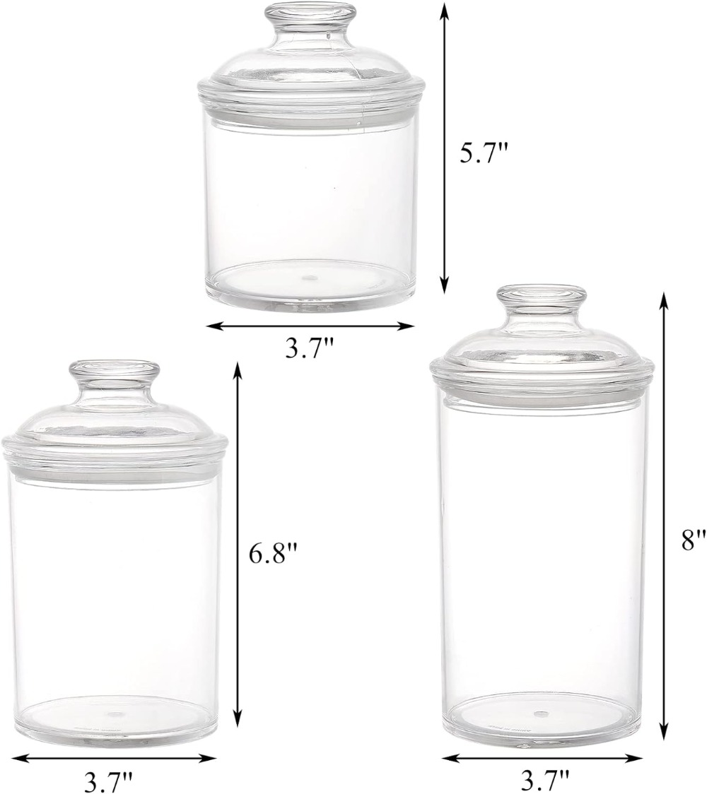 Set of 3 Acrylic Apothecary Ja - đánh giá và giá Bath Salts Jar