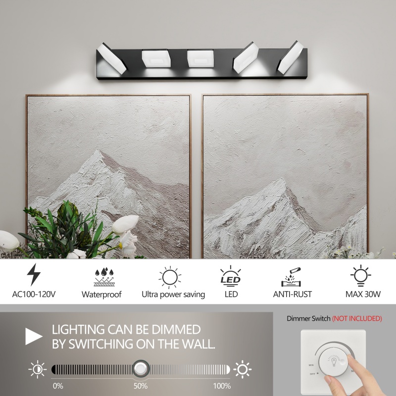 Adjustable 5-Head LED Mirror L - đánh giá và giá Home Bathroom Vanity