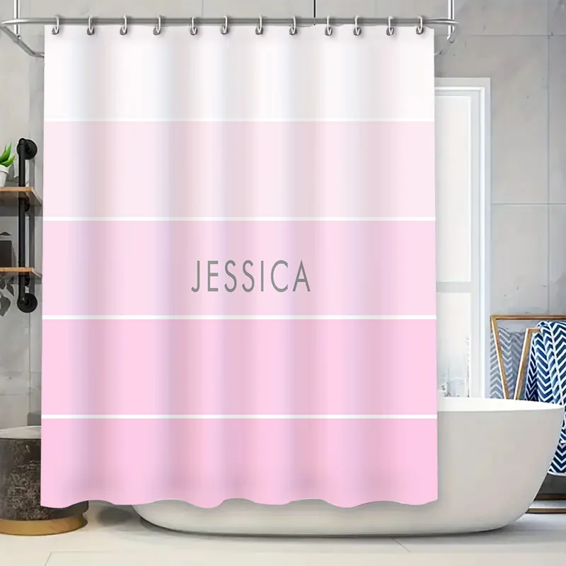 Customizable Pink Bath Curtain - đánh giá và giá Home Bathroom Name