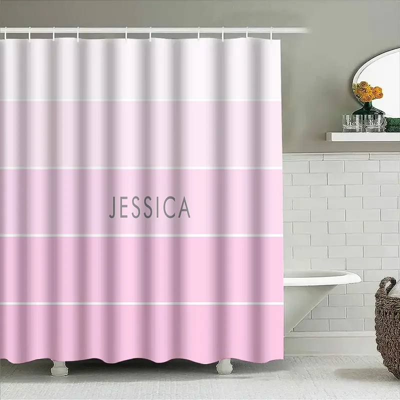 Customizable Pink Bath Curtain - đánh giá và giá Home Bathroom Name