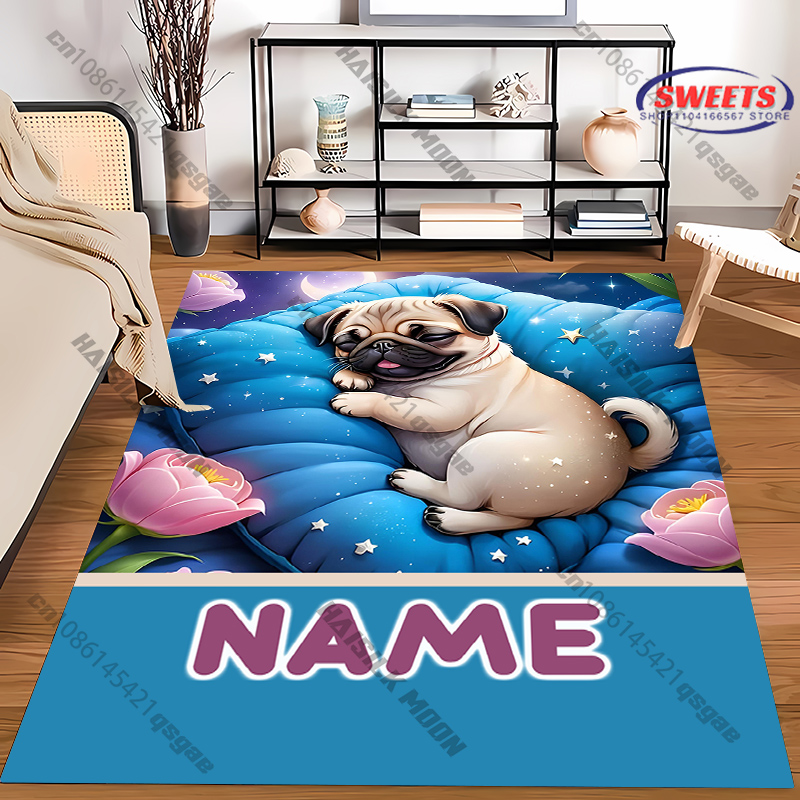 Personalized Pug Dog Area Rug, - đánh giá và giá Home Bathroom Name