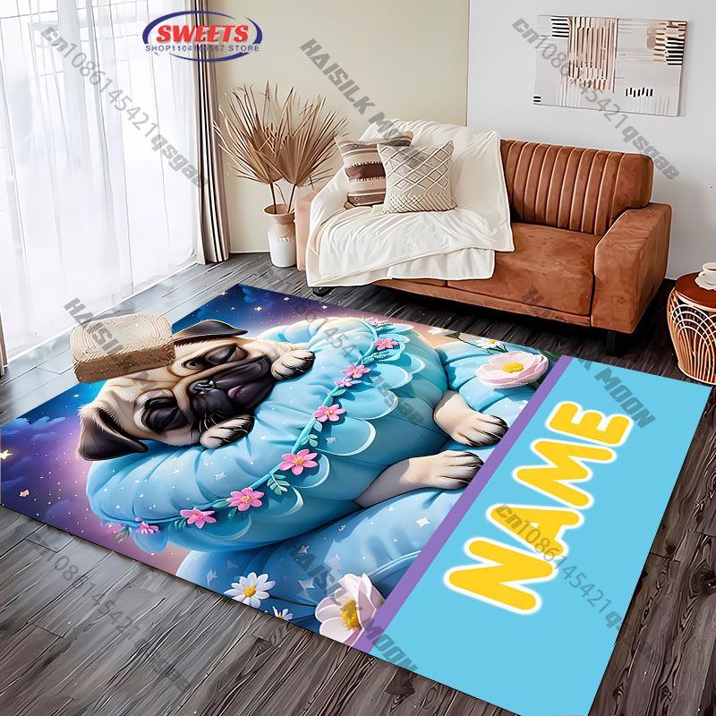 Personalized Pug Dog Area Rug, - đánh giá và giá Home Bathroom Name