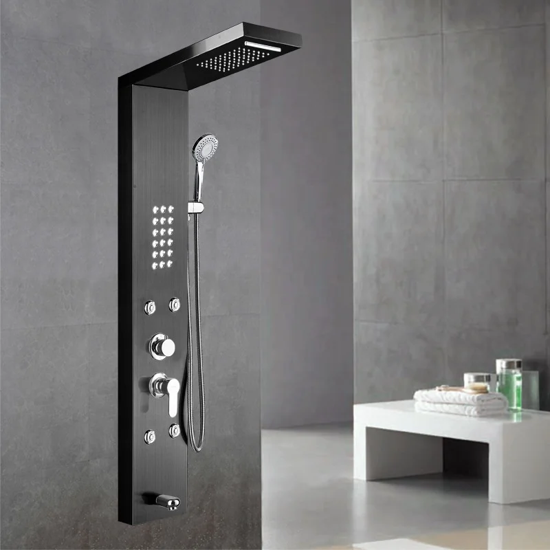 Luxury Black Color Thermostati - đánh giá và giá Shower Head Rain