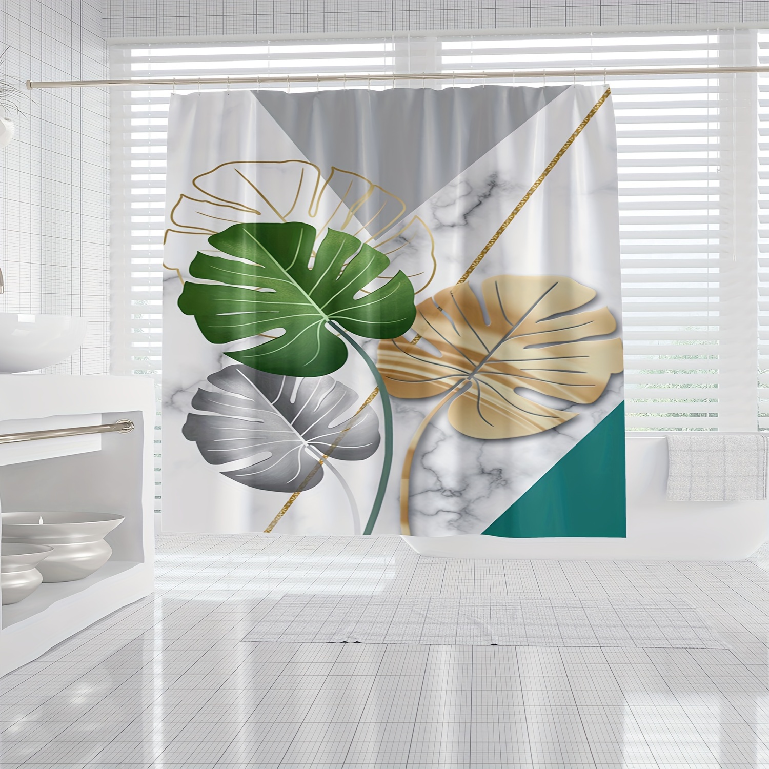 1pc Marble Leaf Pattern Shower - đánh giá và giá Home Bathroom Partition