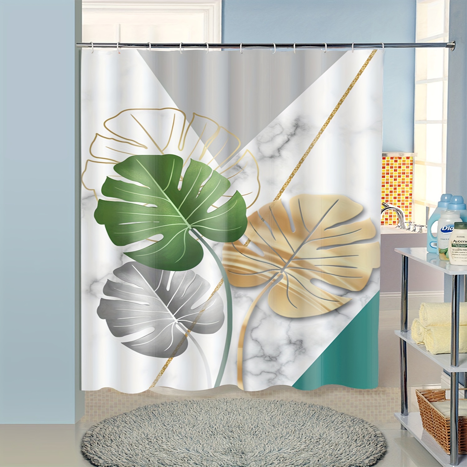 1pc Marble Leaf Pattern Shower - đánh giá và giá Home Bathroom Partition