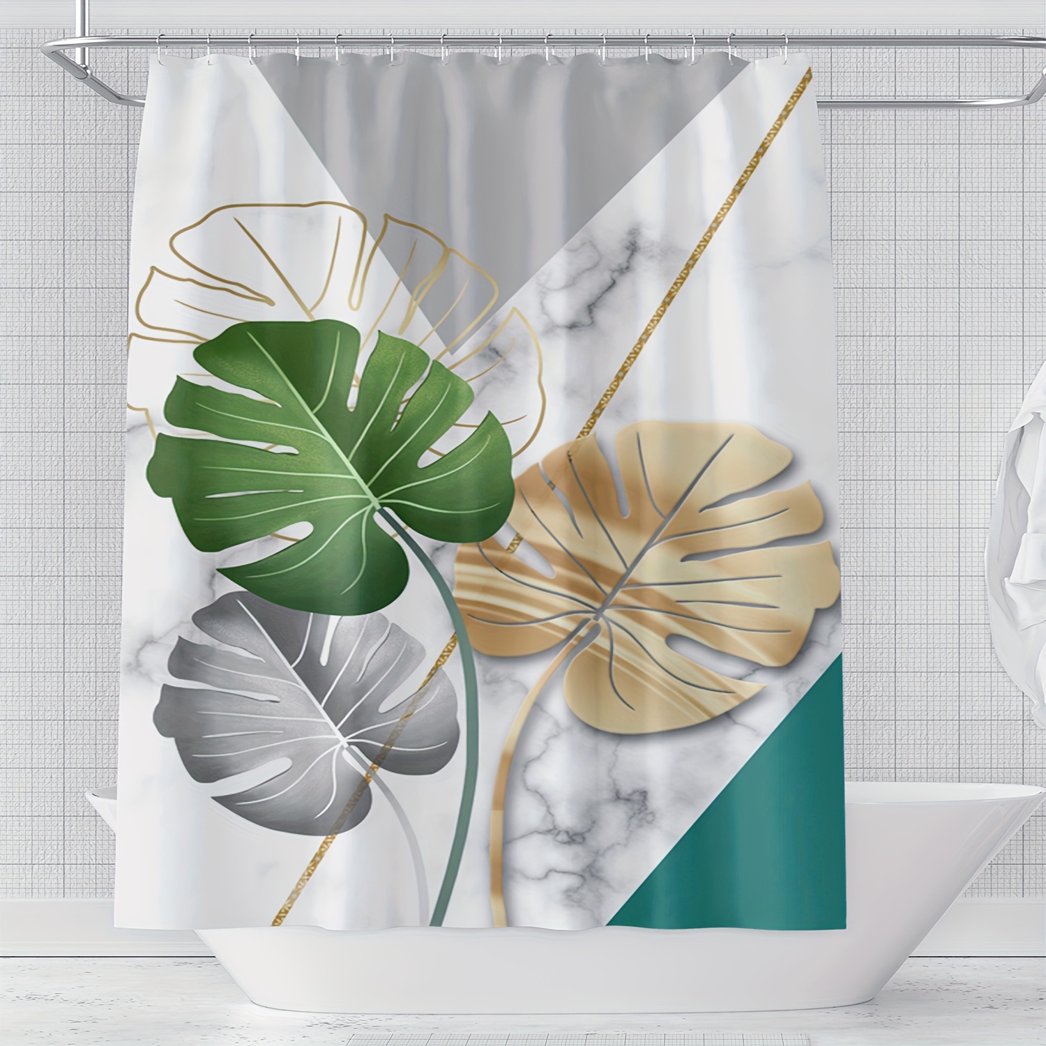 1pc Marble Leaf Pattern Shower - đánh giá và giá Home Bathroom Partition