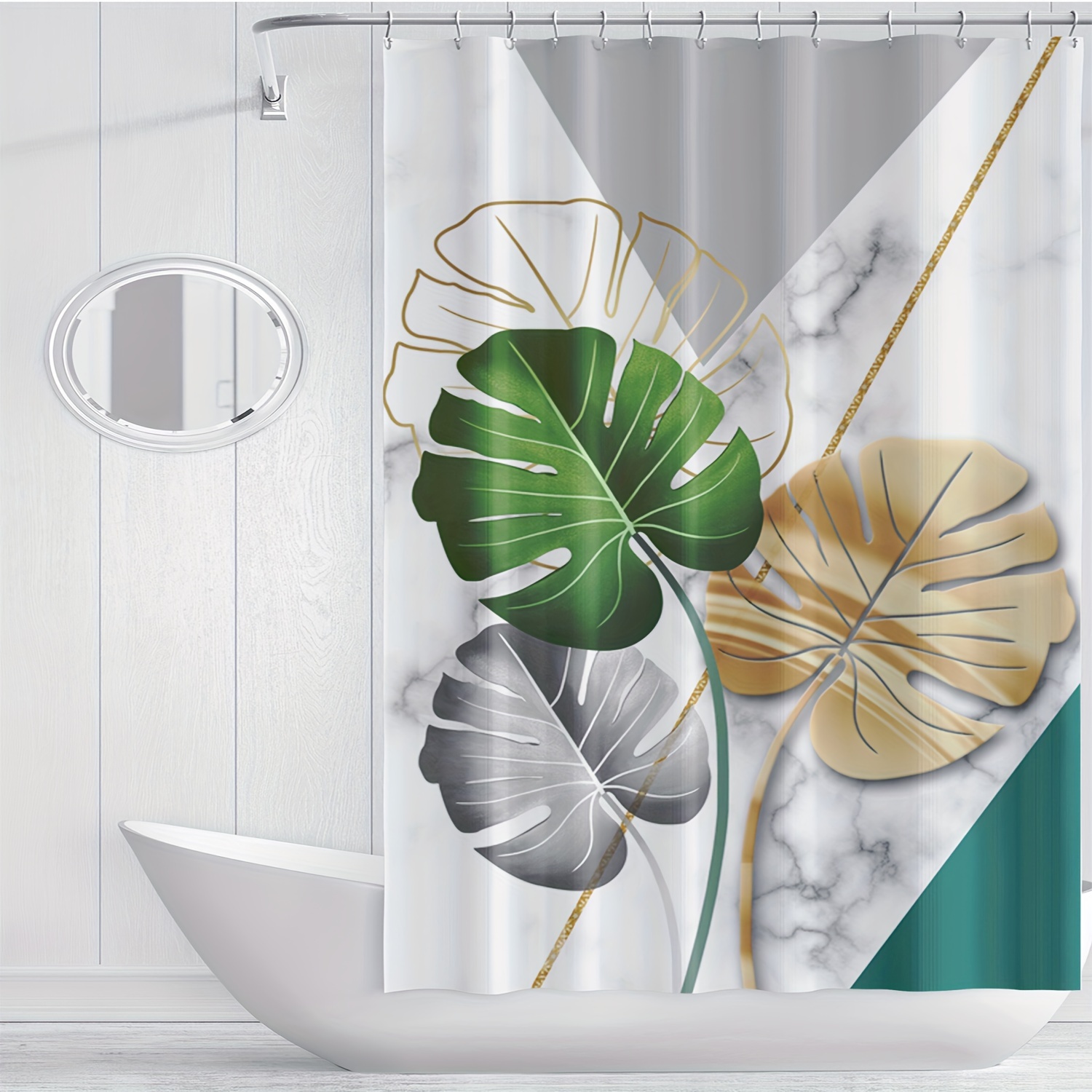 1pc Marble Leaf Pattern Shower - đánh giá và giá Home Bathroom Partition