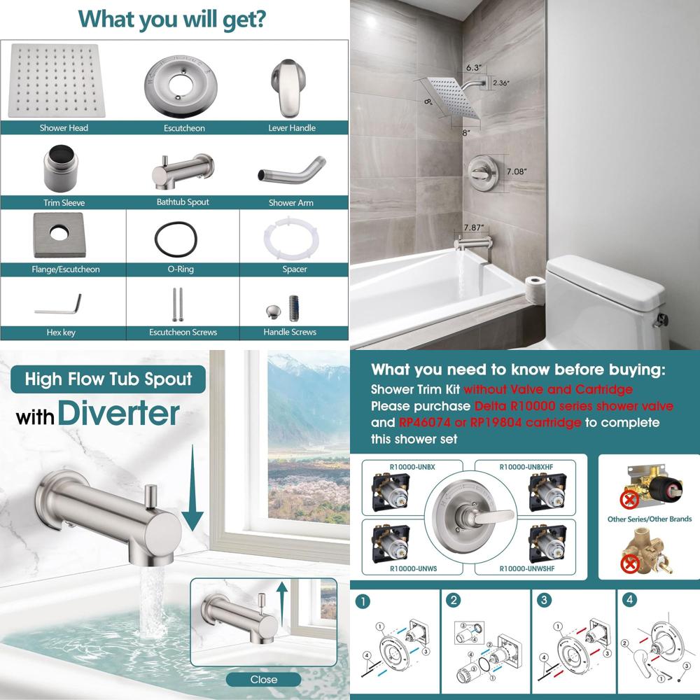 Square Rain Shower Set with 8  - đánh giá và giá Shower Head Rain