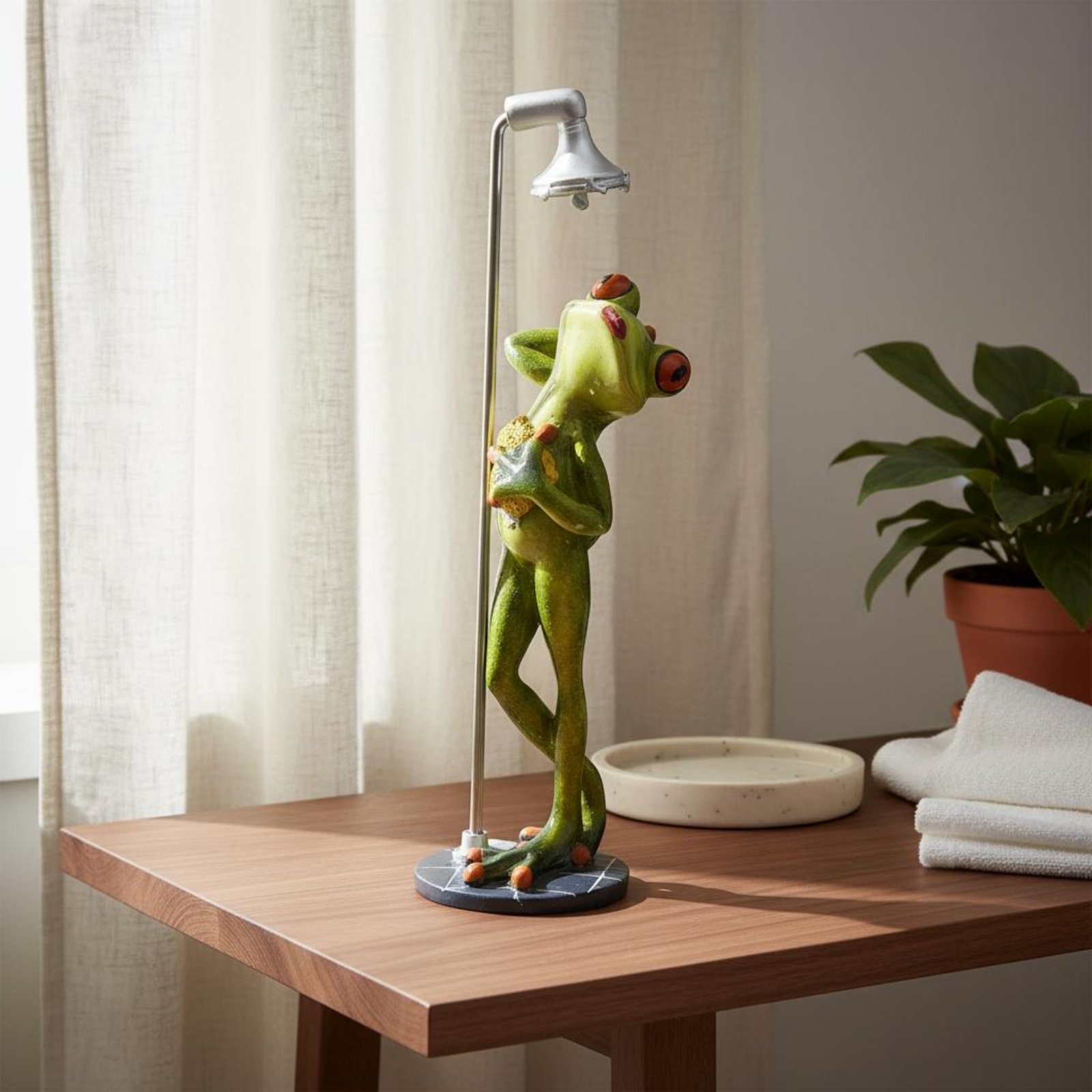 Showering Frog Figurine Great  - đánh giá và giá Home Bathroom Decor