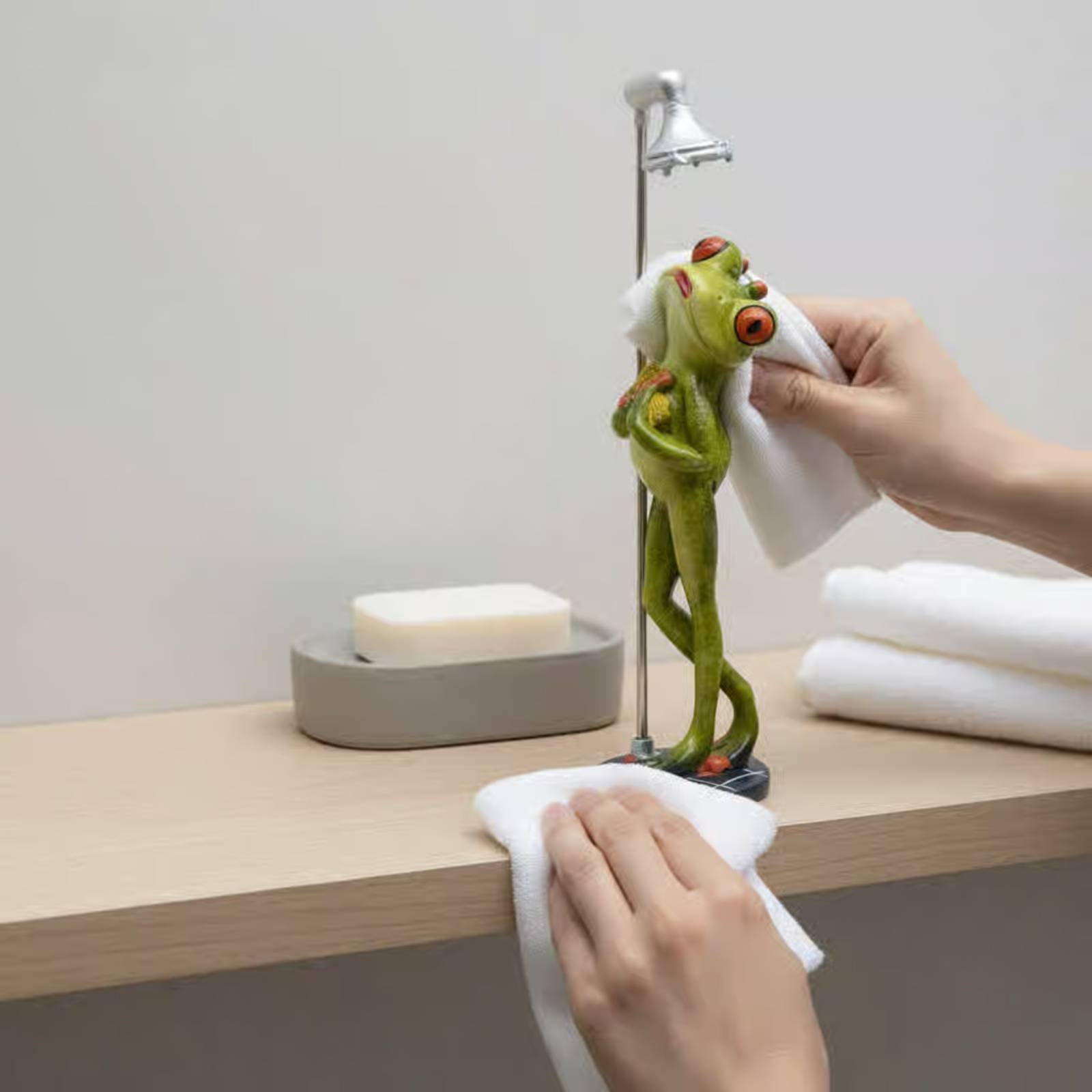 Showering Frog Figurine Great  - đánh giá và giá Home Bathroom Decor