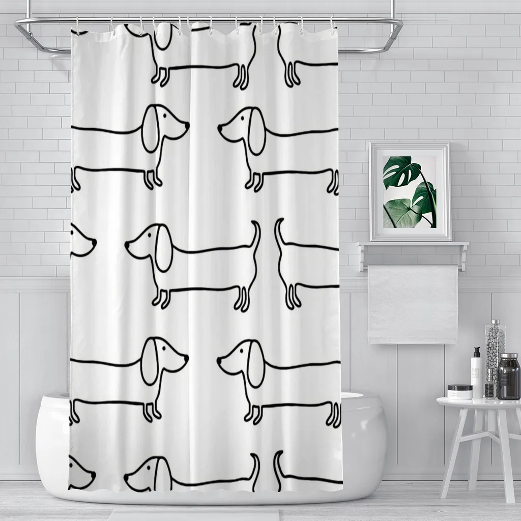 Dachshund Black White Bathroom - đánh giá và giá Home Bathroom Partition