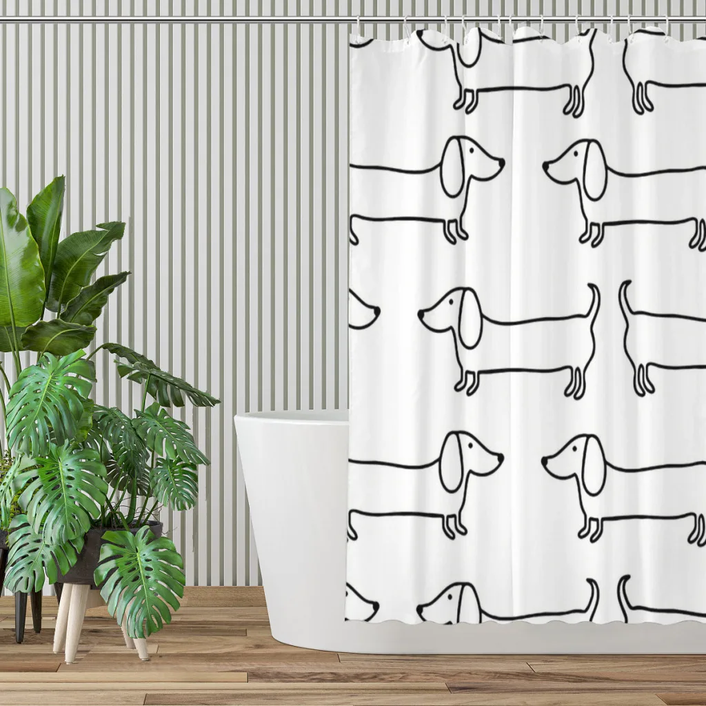 Dachshund Black White Bathroom - đánh giá và giá Home Bathroom Partition
