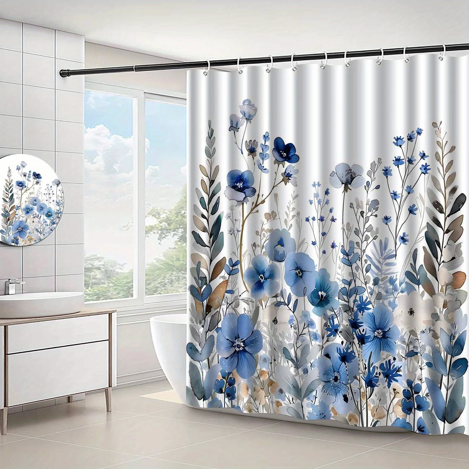 Watercolor Floral Plant Shower - đánh giá và giá Home Bathroom Partition